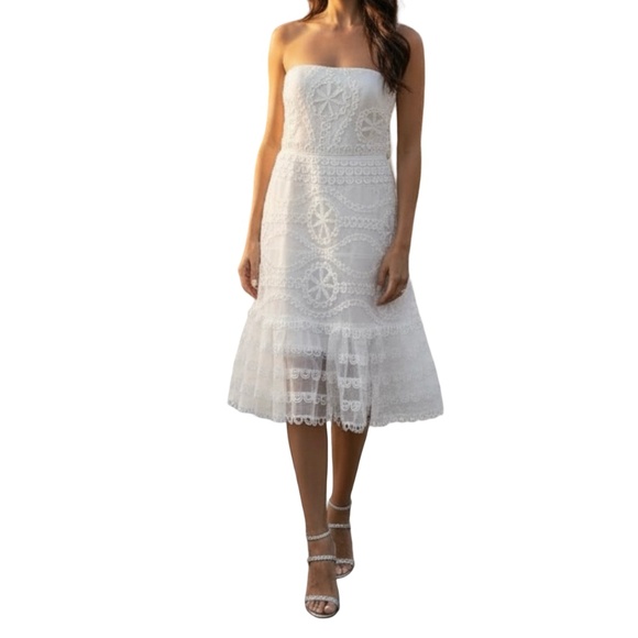 GRACIA Dresses & Skirts - #A066  Gracia Romantic  White  Embroidered Lace Dress – Size M (NWT)